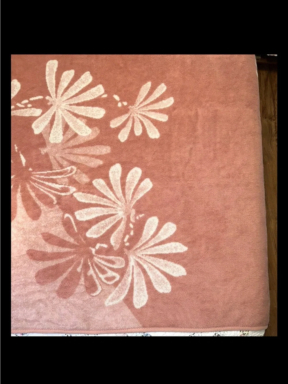 Mora Vtg Reversible Acrylic Throw Blanket Pink Gray Abstract Flowers 80